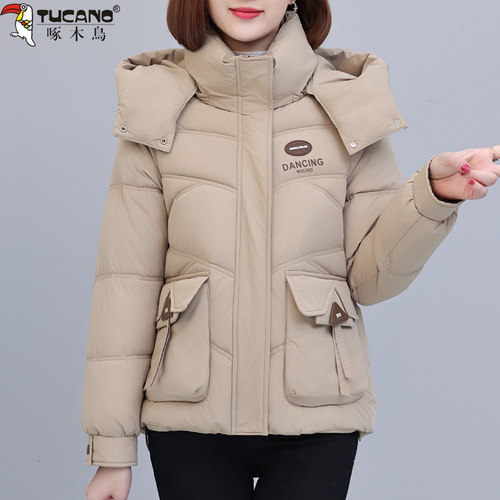 啄木鸟棉袄女款2025冬季新款时尚妈妈装棉服短款外套加厚羽绒棉衣