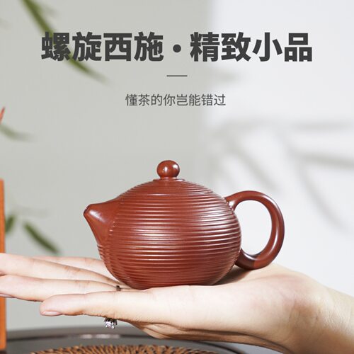 正宗宜兴小容量紫砂壶原矿大红袍小品卡盖螺旋西施壶家用功夫茶壶