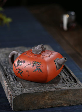 厂家批发宜兴紫砂壶纯全手工紫砂茶壶四方祝福壶礼品茶具批发