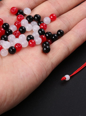 手链收尾珠子6毫米琉璃白玉珠玻璃珠diy编织红绳手链散珠饰品配件