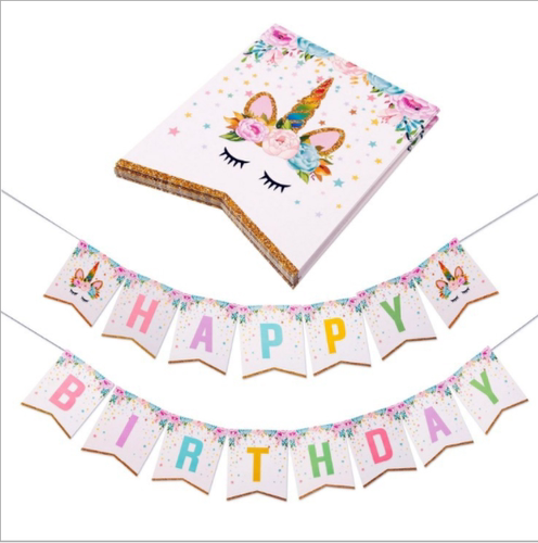 独角兽生日字母可爱马宝莉拉旗