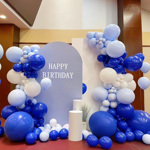 隽和蓝色铝膜气球链套装生日定制
