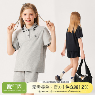 运动T恤短裤 大童女童POLO衫 薄款 抗菌速干凉感夏季 两件套 户外套装
