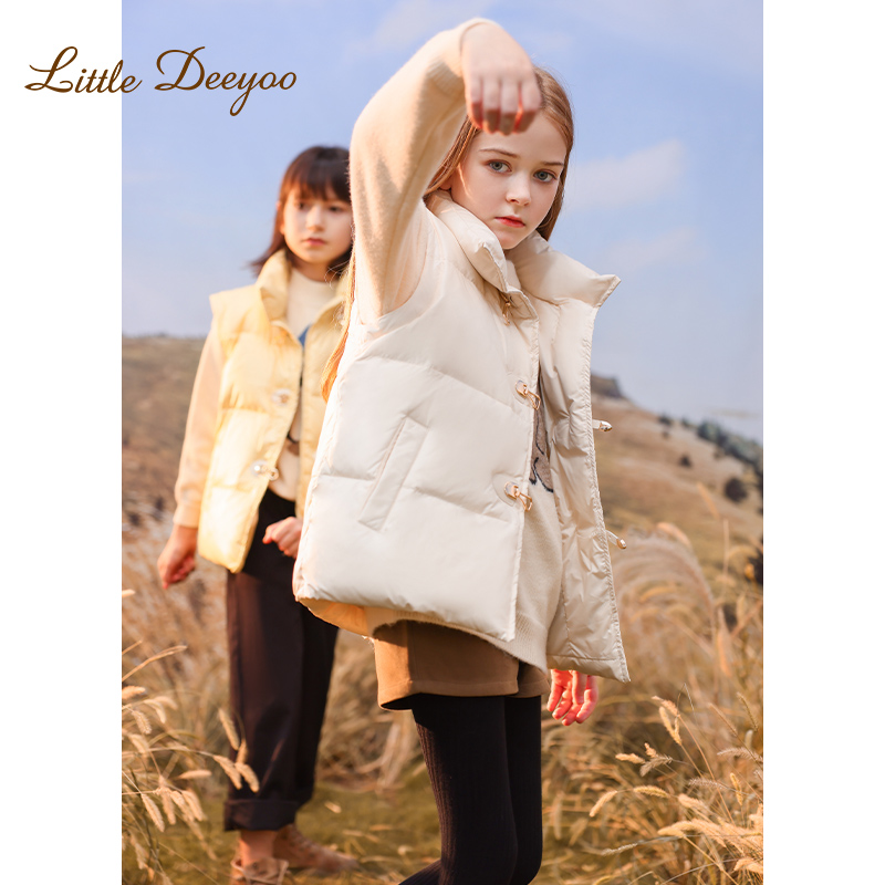 女童90白鸭绒羽绒马甲背心