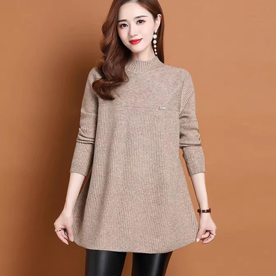 一体绒毛衣女士中长款秋冬连衣裙