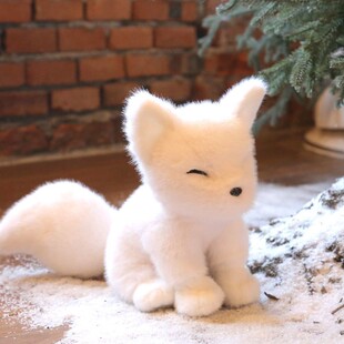 正版仿真白狐公仔小狐狸玩偶毛绒玩具儿童布娃娃可爱女孩礼物创意