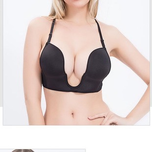 欧美热卖 无钢圈聚拢文胸大胸防下垂深V性感美背胸罩无痕抹胸内衣