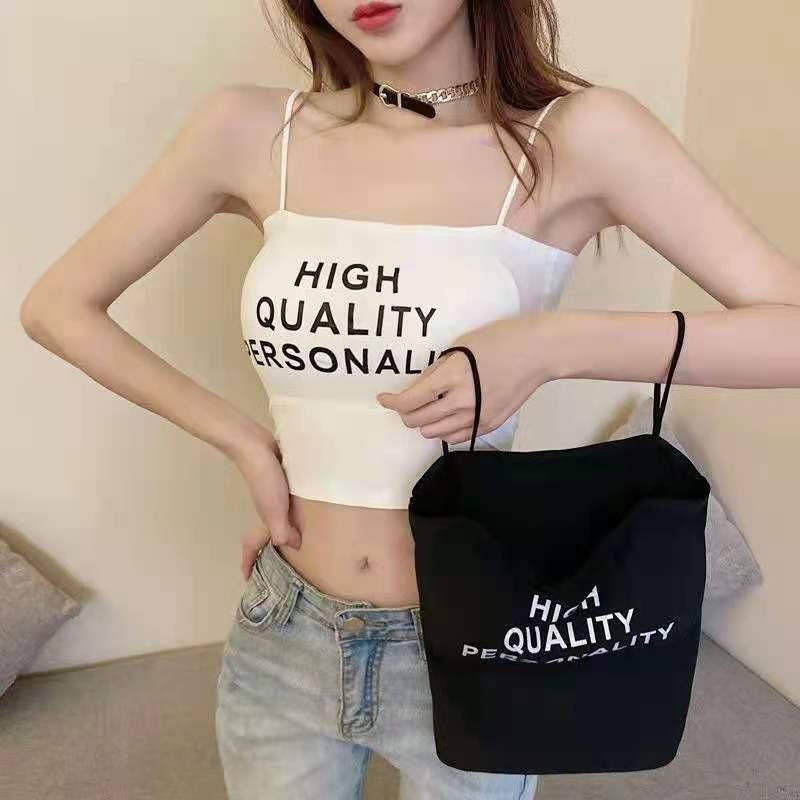 内衣新款字母吊带背心抹胸女冰丝