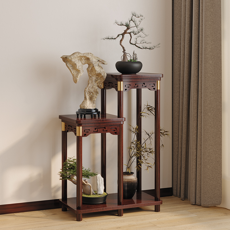 实木花架置物架室内中式多层花台阳台落地式花盆架多肉盆栽收纳架