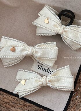 韩系小香风蝴蝶结发夹高级感精致半扎发抓夹马尾后脑勺香蕉夹发饰