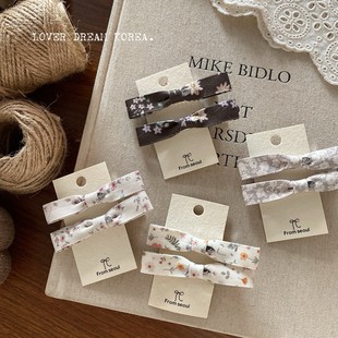 韩国可爱小清新蝴蝶结发夹网红超仙碎花刘海夹边夹简约百搭发卡子