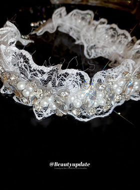 镶钻蕾丝花边珍珠颈链精致优雅设计感小众锁骨链轻奢高级感项饰女