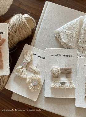 韩国ins秋冬新款米色咖色布艺蝴蝶结发夹 可爱质感刘海夹儿童发饰