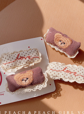 HD11415A015蕾丝花边波点字母碎发夹侧边夹少女发夹胸针韩系饰品