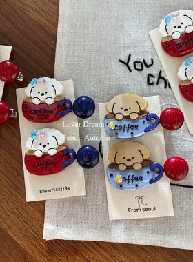 韩国秋冬新款水钻醋酸小狗鸭嘴夹发夹 可爱刘海夹侧边夹儿童发饰