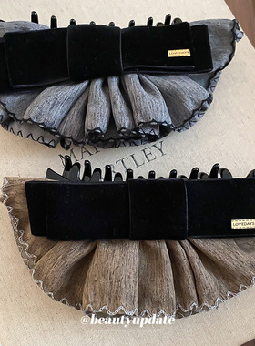 亚克力布艺植绒花边蝴蝶结发夹冷淡风扭扭夹发卡轻奢高级感发饰女