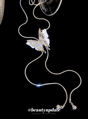 高级感长款可调节蝴蝶流苏项链时尚百搭锁骨链跨境新款轻奢饰品女