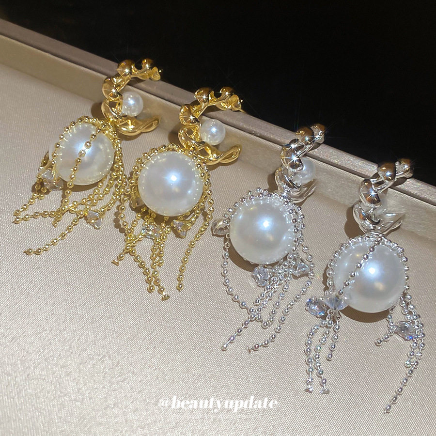 秋冬氛围感！法式珍珠流苏耳环女小众精致高级感耳钉时尚气质耳饰,饰品/流行首饰/时尚饰品新,耳环,淘宝优惠券,粉丝福利购,淘宝优惠卷