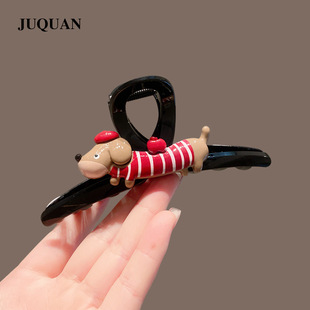 鲨鱼夹发卡 可爱卡通小狗发夹大号抓夹女后脑勺头发夹子2025新款