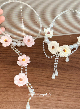 春日vibe~花朵珍珠项链小清新甜美超仙百搭锁骨链小众高级感颈链