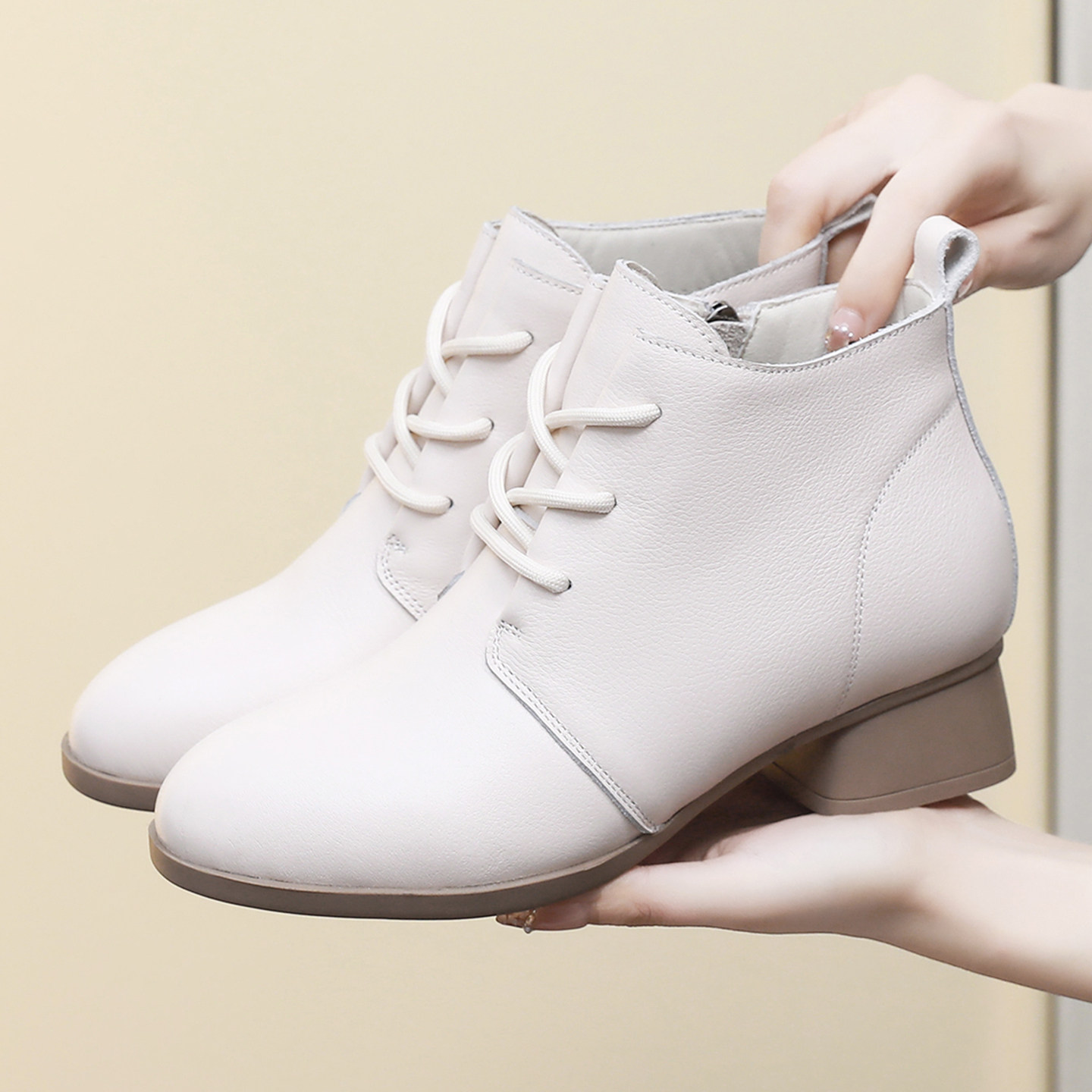 羊皮短靴女单靴秋冬休闲马丁靴软皮舒适真皮软底加绒皮鞋妈妈棉鞋,女鞋,时装靴,淘宝优惠券,粉丝福利购,淘宝优惠卷