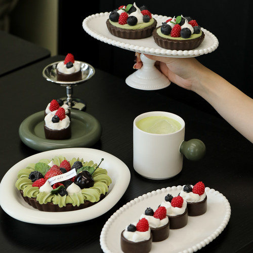 仿真蓝莓蛋糕模型甜品台甜品道具场景布置样品树莓水果挞软装摆件