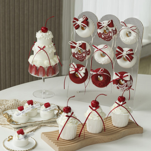 红色仿真蛋糕模型婚礼甜品台甜品摆件摄影道具仿真甜品样板间装饰