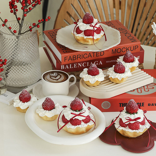 仿真草莓挞奶油蛋糕模型