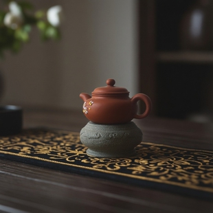 天然青石小花边茶托茶洗茶台茶桌茶玩玄关禅房书房居家装饰摆件
