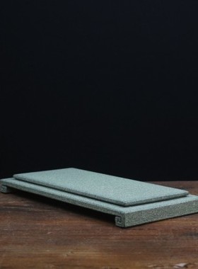 青石案台双层底座中式简约家居客厅桌面茶桌禅房装饰摆件