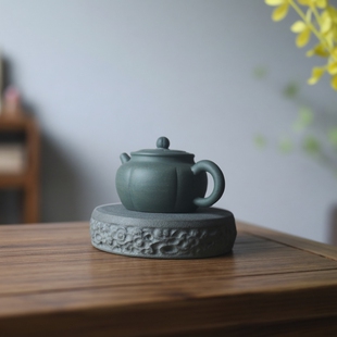 天然青石雕刻卷轴底座案台壶乘茶托茶桌隔热禅房书房装饰摆件特价