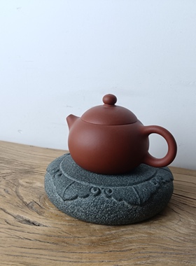 天然青石莲叶鼓承底座整石雕刻茶台茶室禅房佛堂玄关家居装饰摆件