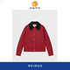 orange forest高密斜纹棉服红色翻领短外套女夹克上衣