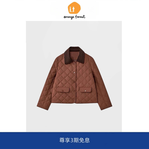 it :orange forest巴恩风菱形羽绒服短款显瘦气质萎格羽绒外套女