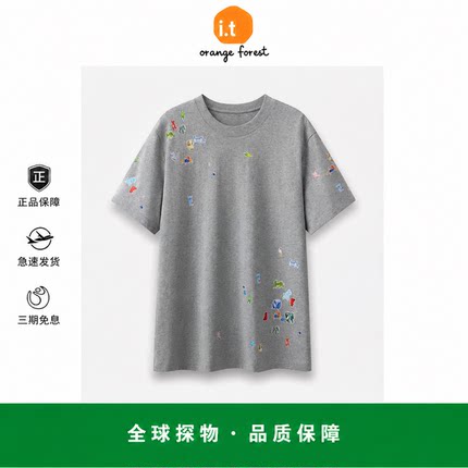 【现货】it orange forest T恤玩偶贴纸短袖宽松休闲棉质减龄上衣