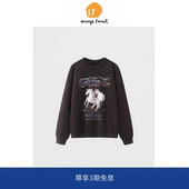 forest生肖马年系列彩绘高克重圆领长袖 orange 上衣女