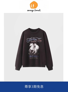 it :orange forest生肖马年系列彩绘高克重圆领长袖上衣女