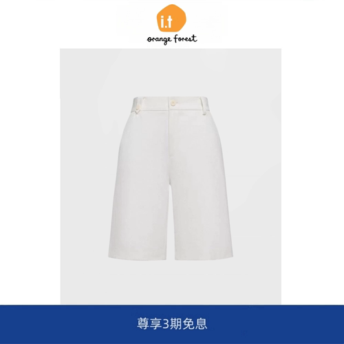 【现货】it orange forest简约干练白直筒五分裤休闲中裤直筒裤女