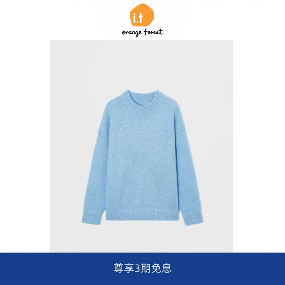 it :orange forest标准版型圆领马海毛混纺毛衣2025冬季新款