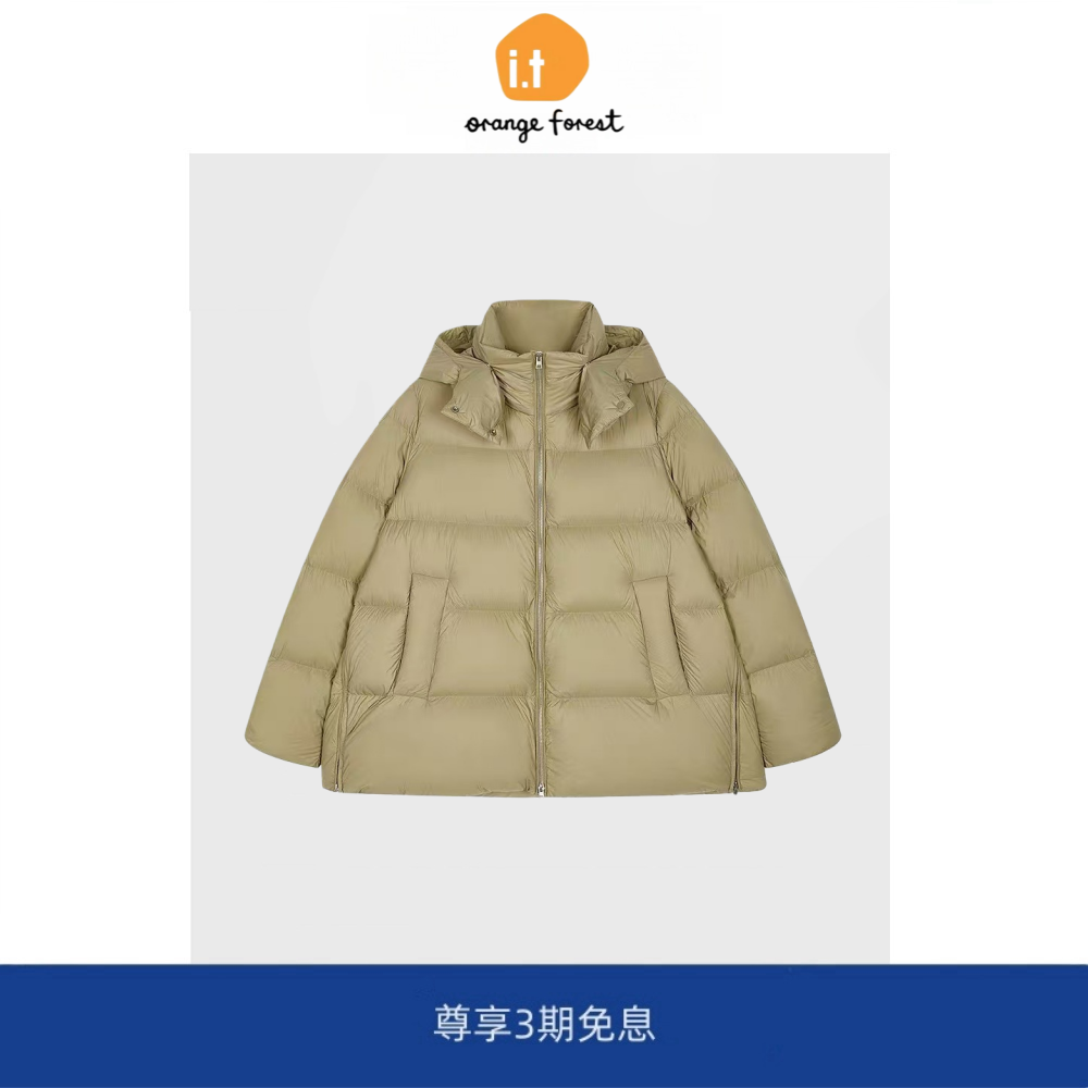 it :orange forest冬新品连帽90羽绒服女泡芙羽绒外套连帽长款
