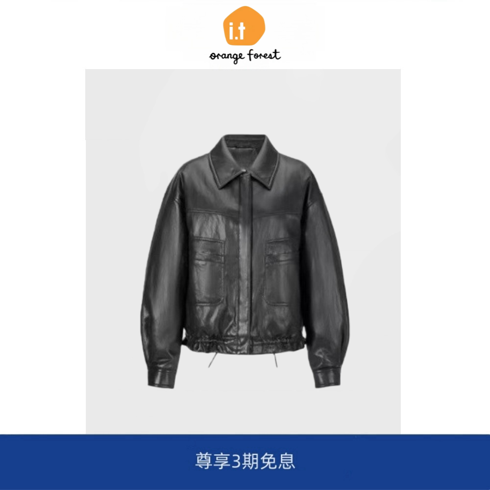 it :orange forest羽绒夹克外套PU皮衣羽绒翻领休闲羽绒服外套女