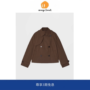 it :orange forest女装丝毛质感精纺色织外套女 2025春季风衣上衣