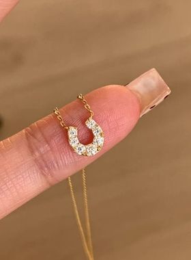 韩系U型马蹄扣吊坠项链女极简风