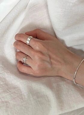 美式清冷感哑光海星戒指女ins