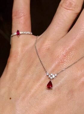 赤砂痣人鱼泪水滴项链轻奢小众