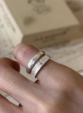 vintage中古拉丝闪钻芒星戒指