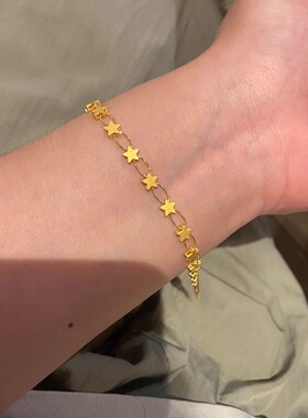 美式ins风金色五角星手链女