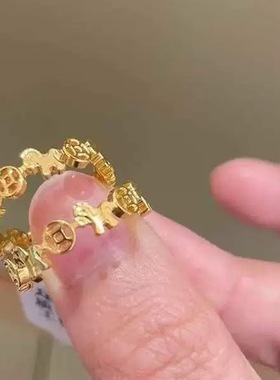 马上有钱钱币戒指女马年爆款