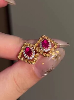 法式宫廷重工几何镶嵌耳钉