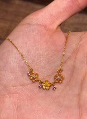春日樱金色小花锁骨链甜美日韩风